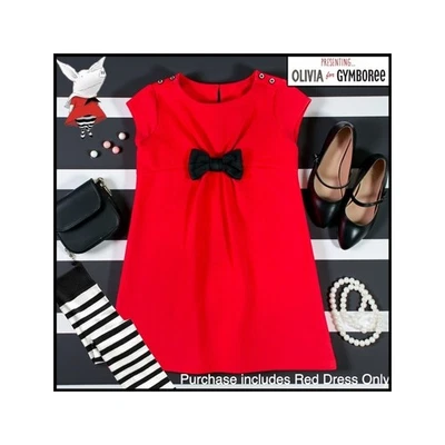 Gymboree Olivia the Pig Collaboration Red Dress Black Bow Girls 6 Holiday Annie - Image 1 of 4