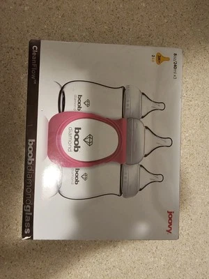 Biberones Joovy CleanFlow Boob de vidrio diamante 5 oz con funda rosa. Precintado Foto 1 de 4