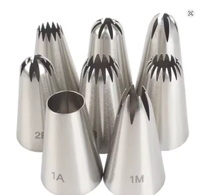 8 Stück Spritzdüsen Set, Edelstahl Glasurdüsen, Sahne Kuchen Spritzspitzen F - Bild 1 von 1
