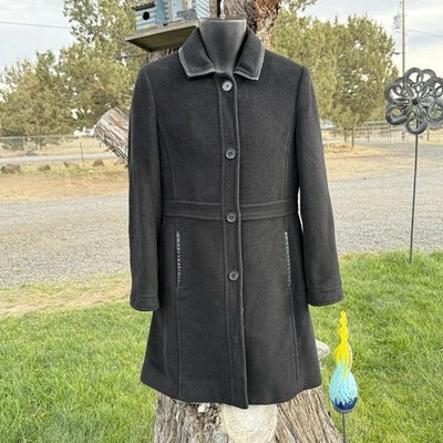 Abrigo Coach Para Mujer Pequeño S Negro Lana Abotonada Chaqueta Chaquetón LEER Foto 1 de 4