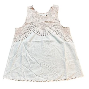 Stella McCartney Kinder Top ärmellos Ösen bestickt weiß creme rosa Größe 14 - Bild 1 von 10