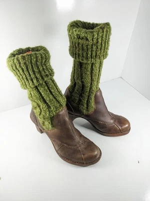 El Naturalista Womens Gray Black Pull on Knit Sweater Leather Heel Boots Size 9 - Image 1 of 4