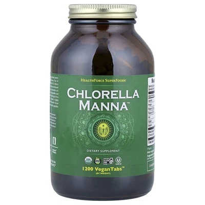 HealthForce Superfoods Chlorella Manna 1200 VeganTabs Kosher, Não-OGM, Vegano - Imagem 1 de 3