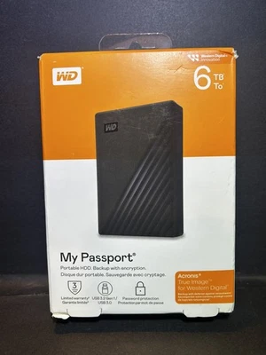 WD 6TB My Passport Portable External Hard Drive HDD-WDBR9S0060BBK-WESN - Image 1 of 4