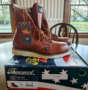 Thorogood Men Size 9 1/2 EE 804-4364 Steel Plain Toe Wedge Bottom Boots Union US - Picture 1 of 6
