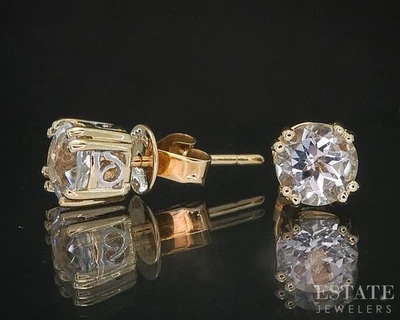 Aretes redondos de oro amarillo de 14k aguamarina natural 1,6 g i20114b Foto 1 de 4