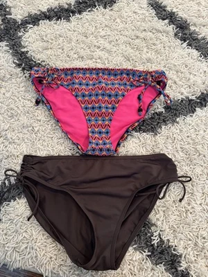 Braguitas de baño de bikini para mujer talla grande marrón rosa negro Jessica Simpson Merona Foto 1 de 4