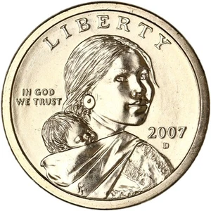2007 D Native American Sacagawea Choice BU Dollar US Mint Coin See Pics S386 - Picture 1 of 3