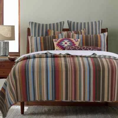 NEW! ~ COZY MODERN LODGE  BROWN GREY GREEN BLUE RED SOUTHWESTERN SOFT QUILT SET - Image 1 of 3