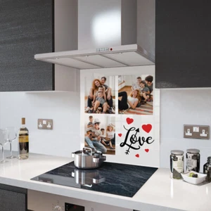 Premier Range Made To Measure Photo Collage Splashback with Love1 design. - Picture 1 of 4
