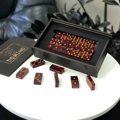 EXCLUSIVE Handmade Epoxy Resin Dominoes with Case, Domino Game Set, Family Game - Image 1 of 4