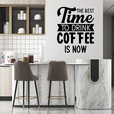 Wall Stickers The Best Time Coffee Home Decals Kitchen quotes Art - Image 1 of 4