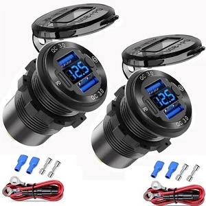 Prise USB 12V Chargeur de Voiture multiport en Aluminium Double Port USB QC 3... - Photo 1 sur 6