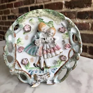 Vintage Hand Painted Royal Japan Bone China Lace Wall Plate 7 Inch - Picture 1 of 6
