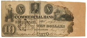 1837 Commercial Bank of Cincinnati, Ohio 10 $ veraltete Note (D59731) - Bild 1 von 2