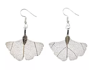 Ginko Blattskelett Sheet Earrings Miniblings Pendant Ginkgo Tree China Natural - Picture 1 of 5