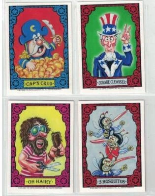 2022 MAY WACKY PACKAGES SET 4 ARTIST PORTRAIT CARDS CAP N CRUD, COMMIE CLEANSER, - Image 1 of 2