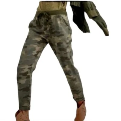 Pantalones de chándal Lucky Brand mezcla de lino con cordón cintura camuflaje talla grande grunge Foto 1 de 4