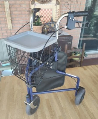 Medline 3-Wheel Ultralight Steel Rollator Support up to 275 lbs 8" Wheels Blue - Image 1 of 4