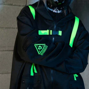 NEW ACDC Rag - Uzurai Cyberpunk Tech Oversized Black Green Jacket - Picture 1 of 6