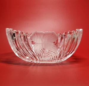Vintage MCM Mikasa Crystal Glass Bowl Frosted Flowers Votile Candle Holder - Picture 1 of 15
