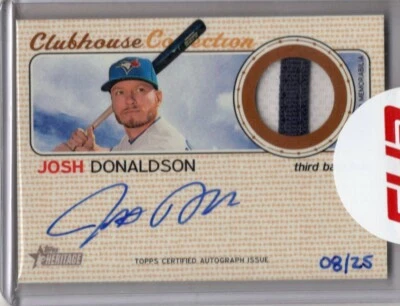Josh Donaldson Patch Auto 8/25 2017 Topps Heritage Clubhouse Collection - Image 1 of 2