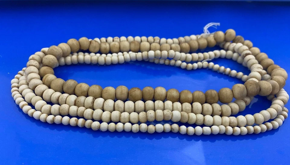 ROUND BEADS BUFFALO BONE White Antique 4mm 6mm 8mm 10mm 1-3 Strand Craft Jewelry - Image 1 of 2
