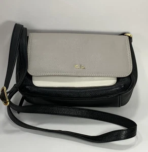 Tula by Radley Leather Purse Hand Bag Crossbody Adj Strap Black Grey White - Picture 1 of 17