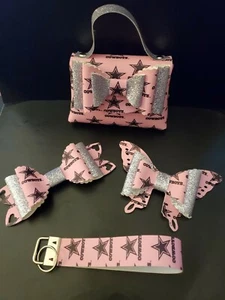 Handmade faux leather little girls purse, bows, and keychain Cowboys - Picture 1 of 8
