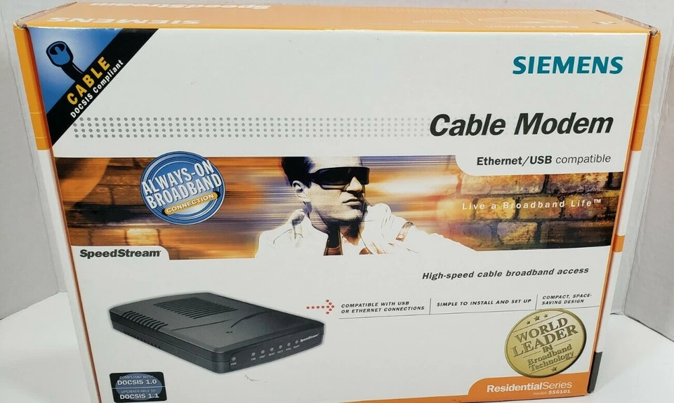 Siemens SpeedStream Cable Modem. Ethernet/ USB Compatible. Model No. SS6101 - Image 1 of 4