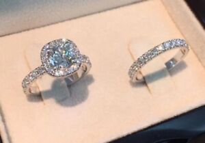 2 Pc Beautiful Rhinestone Adorned Bridal Set Style Ring Set Size 7