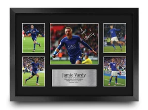 Jamie Vardy Leicester A3 gerahmtes gedrucktes Autogramm Display für Fußballfans - Bild 1 von 7