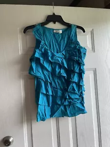 Cato Size Large Blue Sleeveless Layered Top Blouse - Picture 1 of 7