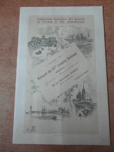 Beau MENU Banquet Blessés CONGRES MARSEILLE 1932 Dr RIBOT + Dessin original - Foto 1 di 2