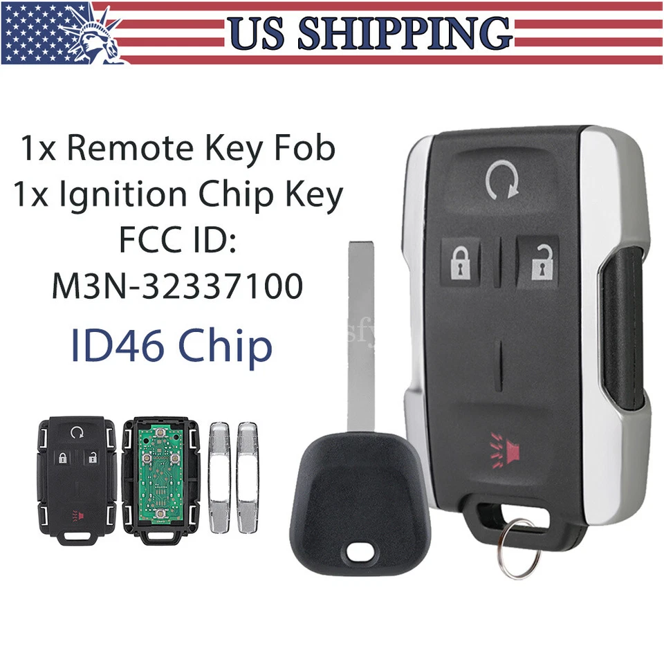 Para 2014 2015 2016 2017 2018 Chevrolet Silverado 1500 2500 35 controle remoto fob e chave - Imagem 1 de 4