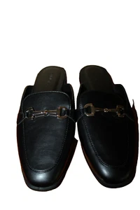 Old Navy Faux Leather Loafer Mules Shoes Women's Black Slides - Size 7 NEW - Picture 1 of 6