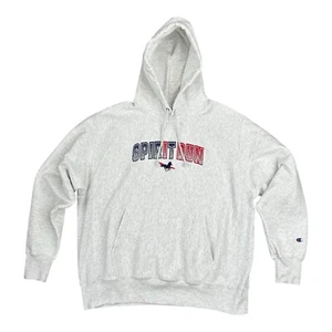 Champion Reverse Weave Spirit Run Hoodie XL grau Baumwollmischung patriotischer Print - Bild 1 von 11