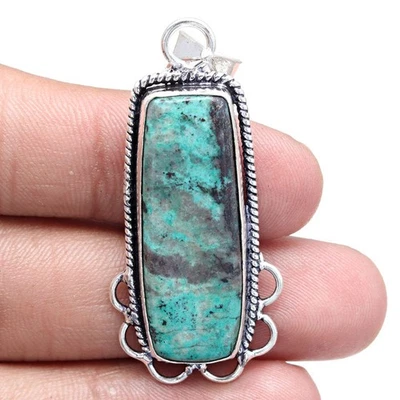 Colgante Crisocola Piedras Preciosas Regalo Para Ella Joyería Plata 2" Foto 1 de 4