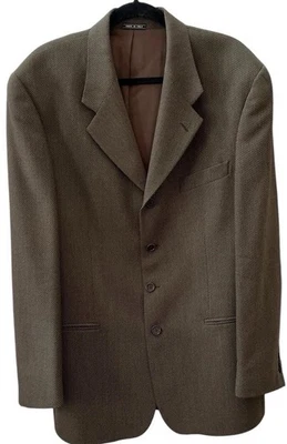 Chaqueta Deportiva Zanetti 46 Italia Marrón Patrón Super 100s Lana Merino 4 Botones Fina Foto 1 de 4