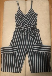 Francesca’s Harper Heritage Women’s Black Striped Jumpsuit With Pockets Size S - Picture 1 of 8