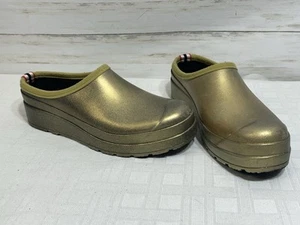 EUC! Hunter Boot Co. Metallic Gold Slipper Wasserdicht Clogs EU 38 US 8 Schuh Pantolette - Bild 1 von 17