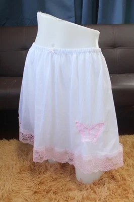 #E27 De Colección Estilo 2XL/ElásticoW.24-42" Blanco Nylon Rosa Encaje Medio Deslizamiento Longitud15" Foto 1 de 4