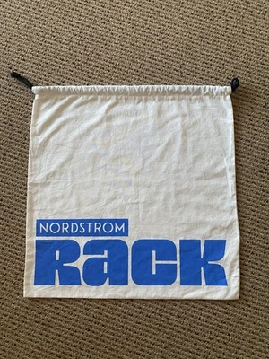 Bolso de Mano Nordstrom Rack Cinch de Lona 18.5 in x 17.5 in Blanco Azul Tronco Cuerda Negra Foto 1 de 2