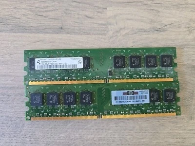 HP RAM P/N 404574-888 2x1GB PC2-6400U-666-12E0 - Image 1 of 3