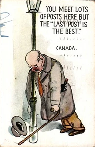 Treffen Sie viele Posts, Last Post is Best - Kanada 1935 POSTKARTE Trinkhumor - Bild 1 von 2