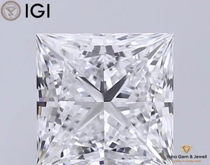 2.00 CT Lab Grown PRINCESS Shape CVD Diamond VS1 Clarity E Color IGI Certificate - Picture 1 of 9