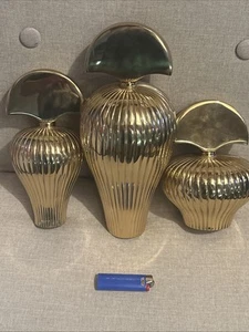 KINDER HARRIS INC STUTTGART ART 3 Vtg Solid Brass Perfume Bottles 1987 - Picture 1 of 2