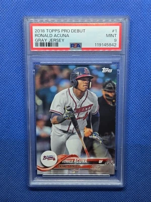 2018 Topps Pro Debut RONALD ACUNA JR. PSA 9 Gray Jersey SP card ATLANTA BRAVES - Image 1 of 3