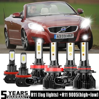 For Volvo C70 2006-2013 Combo LED Headlights+Fog Light Bulbs Kit 6000K White Foto 1 de 4