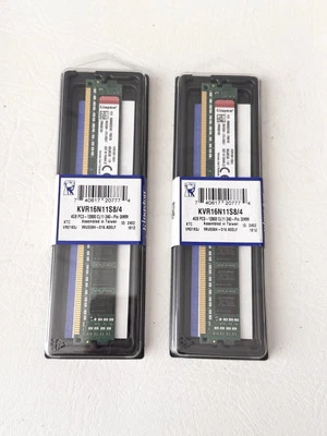 8GB (2 x 4GB) Kingston KVR16N11S8/4 PC3-12800 240-Pin DIMM - Image 1 of 3